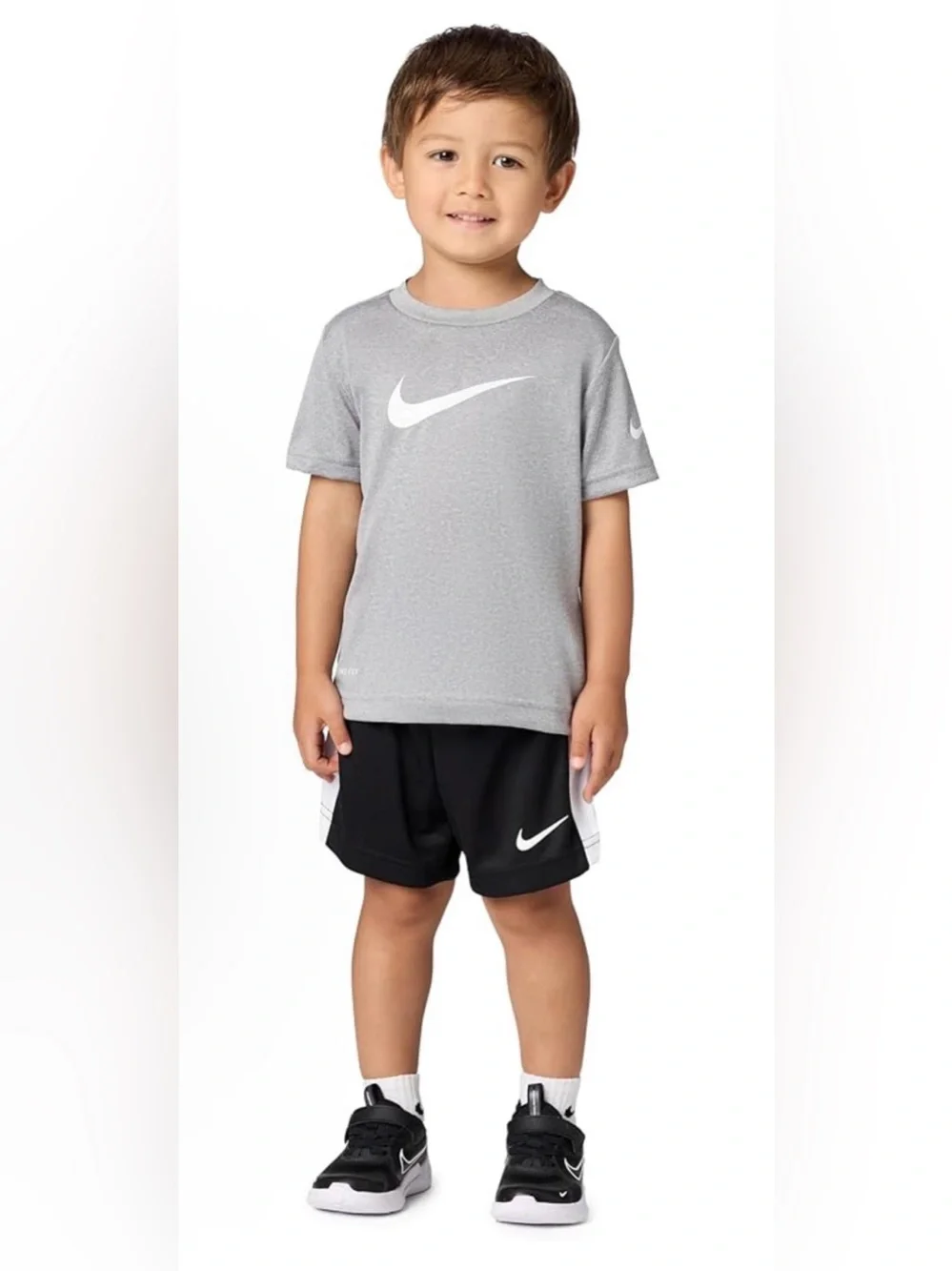 Nike Gray & Black Baby Boys' Athletic Tee and Shorts Set, 12 Months, NWT - Picture 3 of 5